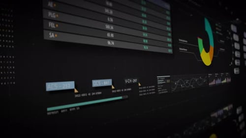 Futuristic Business Data Analytics Digital Interface Display