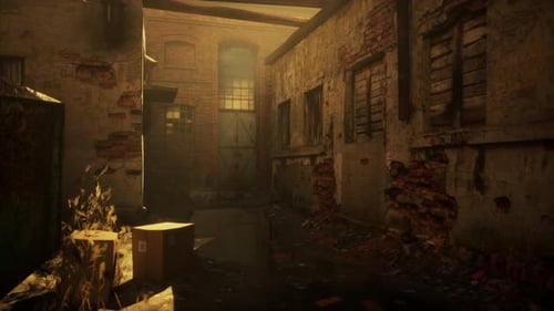 Large Crumbling Abandoned Factory in Detroit