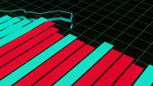 Digital 3D Bar Chart with Line Graph for Corporate Data