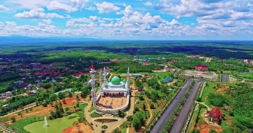 MAMIC Rokan Hulu, 11 November 2016, Aerial view landscape of the great mosque of the national Islami