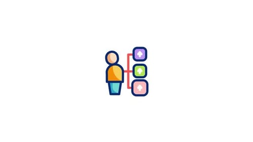 Animated Flat Design Icon of Person with Progress Arrows