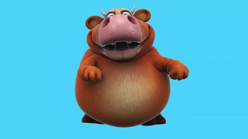 Fun 3D cartoon cow dancing (with alpha channel)