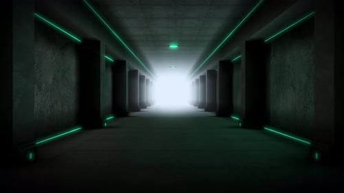 Tunnelschleife aus Beton mit Neonkanten