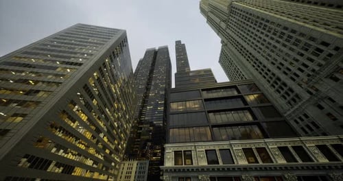 Urban Skyline View Showcasing Modern Architecture at Dusk in a Bustling City