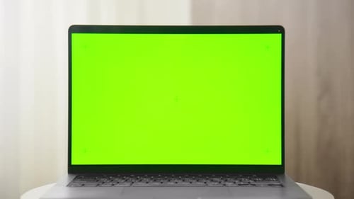 Laptop with Green Screen Display for Chroma Keying