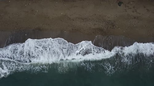 Aerial View From Above on Wild Beach Nature Summer or Spring Ocean Sea Beach Background Small Waves