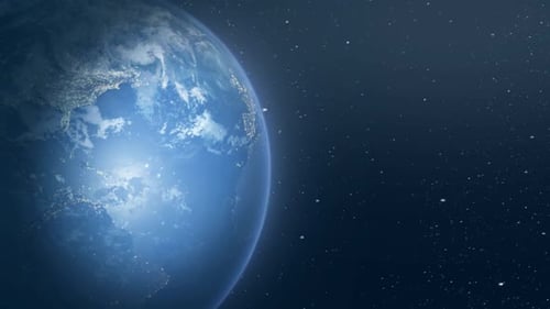 Planet Earth Rotating with Visible City Lights at Night