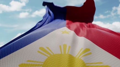 Philippines National Flag Waving in Realistic Wind