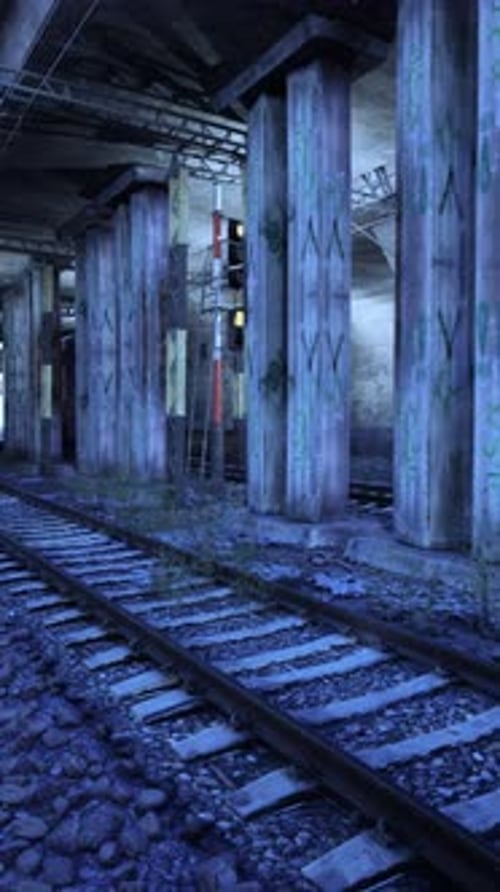 Train Track Adjacent to Building
