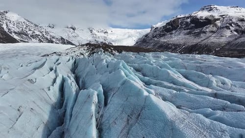 Aerial view of svinafellsjokull glacier and mountains, Iceland.