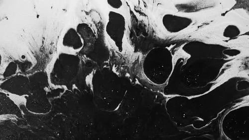 Black Ink Wet Swirls Dark White Fluid Splatter