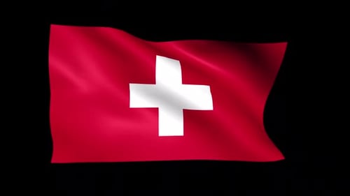 Switzerland National Flag Waving Animation on Alpha Channel