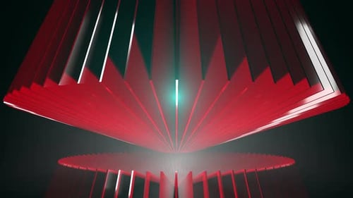 Paneles rojos radiantes: bucle 3D geométrico futurista