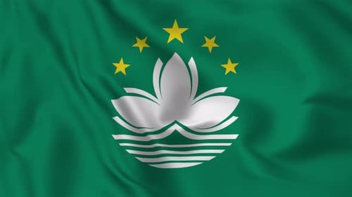Realistic Macau Flag Waving Animation Loop