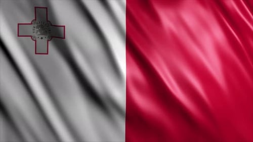 Realistic Waving Malta Flag Smooth Fabric Animation
