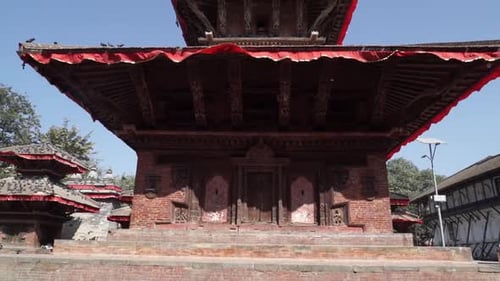 Pagoda-style temple in Kathmandu’s Durbar Square, Nepal - Wide Tilt-up