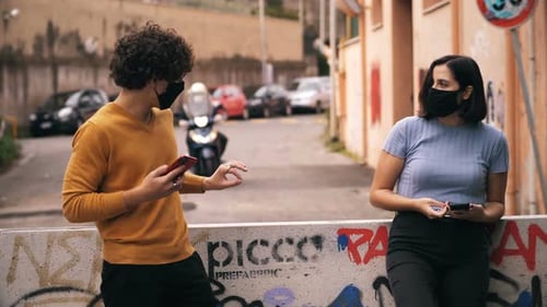 keep distance -young man moves away from a girl who got too close