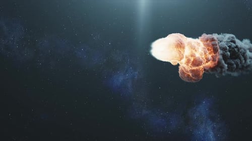 Fiery Space Object Trailing Through Starfield