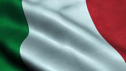 Waving Italian Flag with Realistic Fabric Texture
