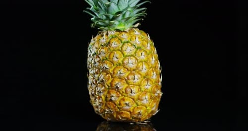 Tropical Pineapple Rotating on Black Background