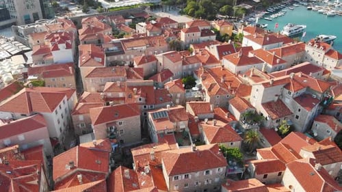 Old and Modern Budva Adriatic Sea Center of Montenegrin Tourism Aerial