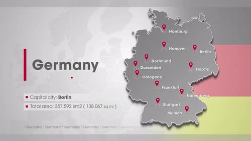 Infographic Map of Germany with City Markers and Data Display