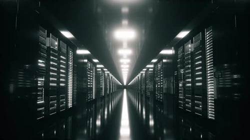 Salle de serveurs de travail moderne avec serveurs rack. Cloud computing dans les centres de données, stockage d'informations