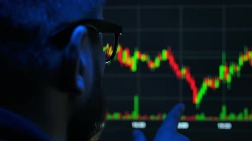 Person Monitoring Financial Analytics on Business Invest S Background Close-Up View. Man