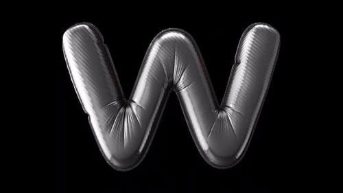 Metallic Inflating Letter W Animation
