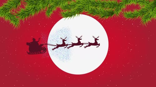 Christmas santa crossing moon animation 04 - 4K