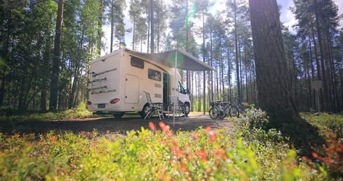 RV Camping in Beautiful Forest