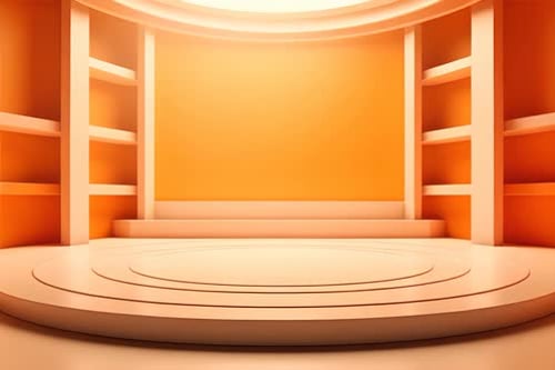 podium Futuristic showcase with platform for product displaying. Empty modern stage display