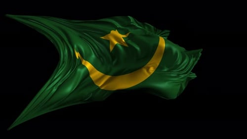 Mauritania National Flag Waving in Realistic 3D Render
