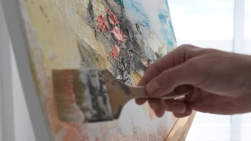 Hand Painting Colorful Abstract Art on Canvas