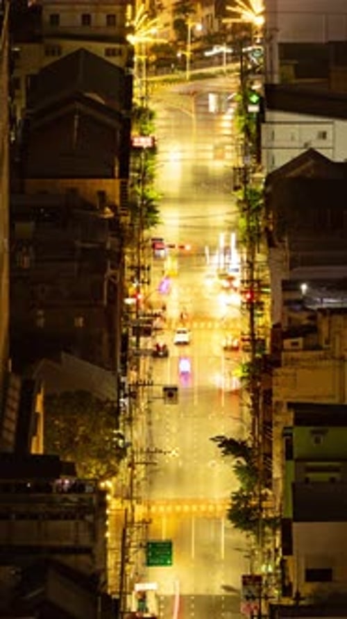 Timelapse of Rush Hour Traffic in Central Bangkok in Vertical