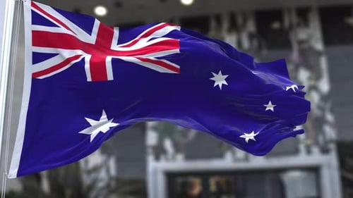 Waving Australia Flag With Realistic Fabric Movement
