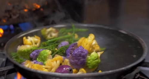 Colorful Vegetables Cooking in Skillet Appetizer