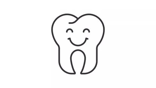 Animated Smiling Tooth Line Icon Loop