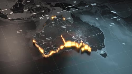 Map of Australia States with Country Regions Outlines