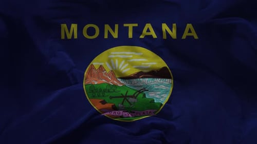 Realistic Waving Montana State Flag Loop Animation