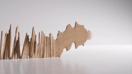Cardboard Soundwave is Collapsing on a White Background Perfect for Topics Related to Music Sound