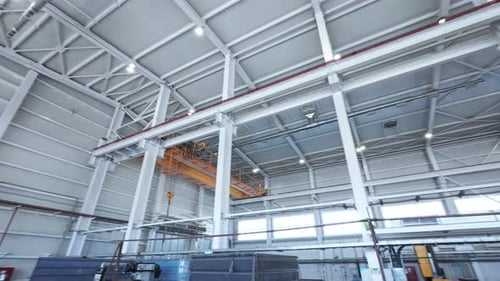 Overhead Cranes Inside Industrial Building