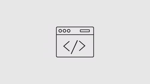 Minimalist Line Art Browser Icon with Code Animation
