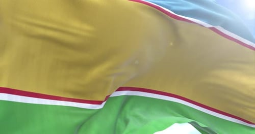 Realistic Waving Flag Animation on Sunny Sky Background