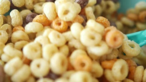 A Bowl Full of Colorful RingShaped Breakfast Cereal Ready to Be Enjoyed with Milk