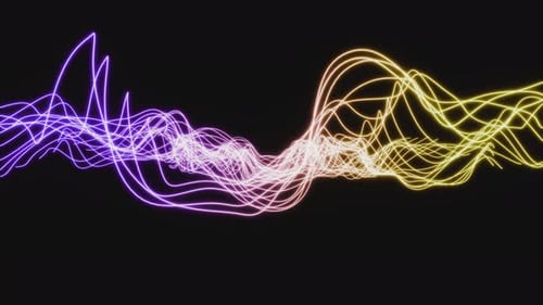 Winkende, helle, dünne, bunte Linien, animierter Hintergrund. 3D-Renderer, geloopt