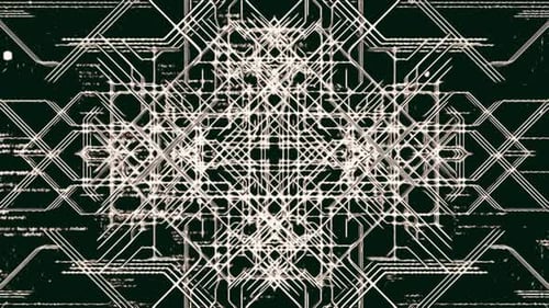 Abstract 3d stripped pattern of many crossed white lines on a black background