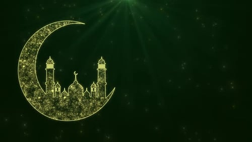 Islamic Design Concept with Hanging Ramadan Candle or Lantern and Mosque