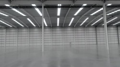 Warehouse Facility Empty Interior Flythrough