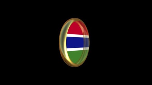 Animated Gambia Flag Gold Button Pin Spinning